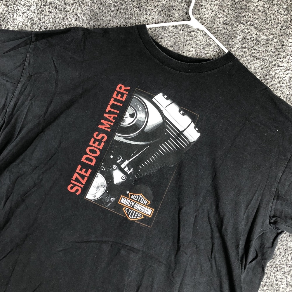 Harley-Davidson Shirt Mens 5XL Black Size Does Matter Chicago Tee USA Biker